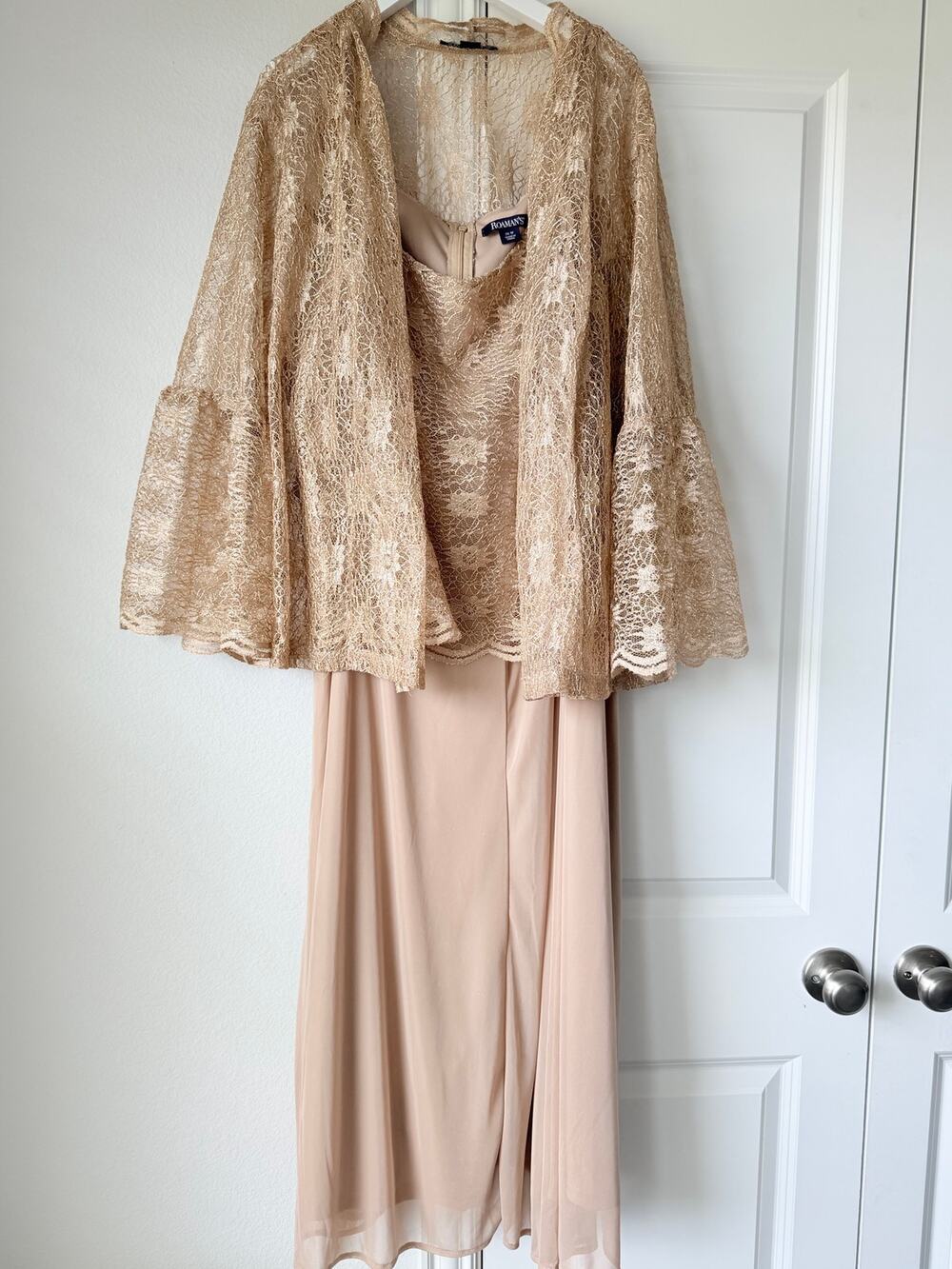 NWT 2Piece 26W Roamans Champagne Formal Dress and Lace Jacket MIL Wedding Plus